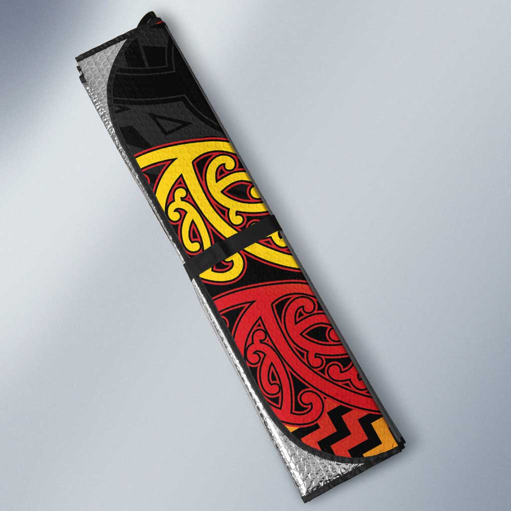 New Zealand Rugby Pacific Custom Auto Sun Shade Rangatira Maori Kowhaiwhai Pattern - Aussie Hoodie