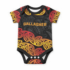 New Zealand Maori Rugby Pacific Custom Baby Onesie Rangatira Maori Kowhaiwhai Pattern