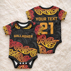 New Zealand Maori Rugby Pacific Custom Baby Onesie Rangatira Maori Kowhaiwhai Pattern