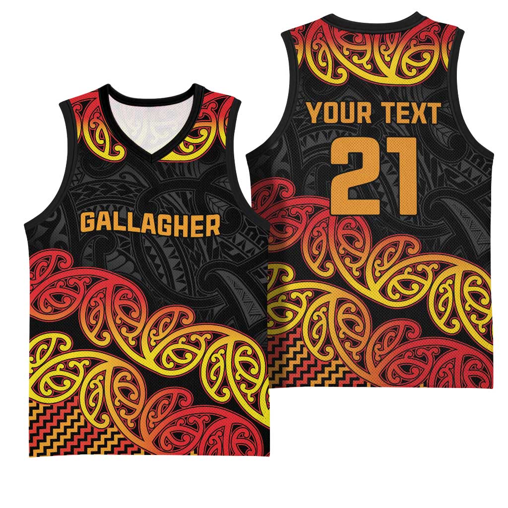 New Zealand Rugby Pacific Custom Basketball Jersey Rangatira Maori Kowhaiwhai Pattern - Aussie Hoodie
