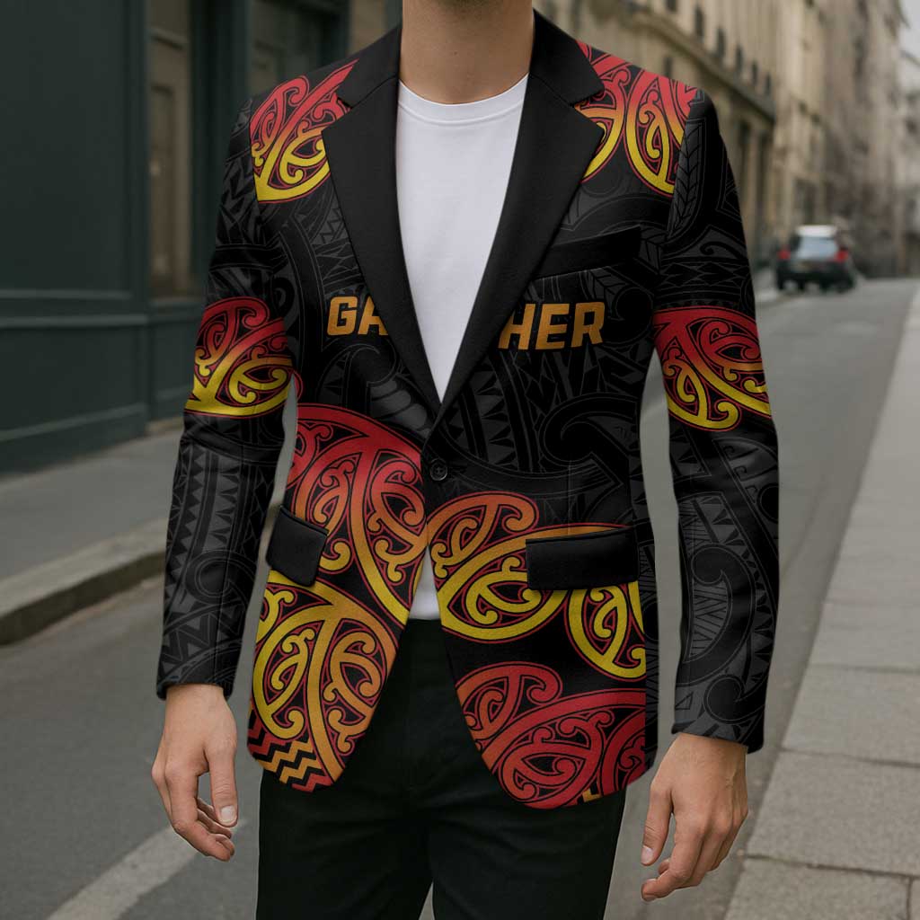 New Zealand Rugby Pacific Custom Blazer Rangatira Maori Kowhaiwhai Pattern - Aussie Hoodie