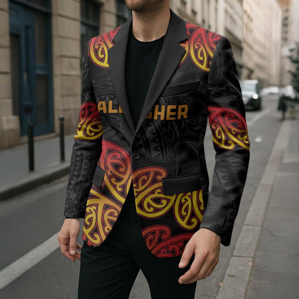 New Zealand Rugby Pacific Custom Blazer Rangatira Maori Kowhaiwhai Pattern - Aussie Hoodie