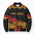 New Zealand Rugby Pacific Custom Bomber Puffer Jacket Rangatira Maori Kowhaiwhai Pattern - Aussie Hoodie
