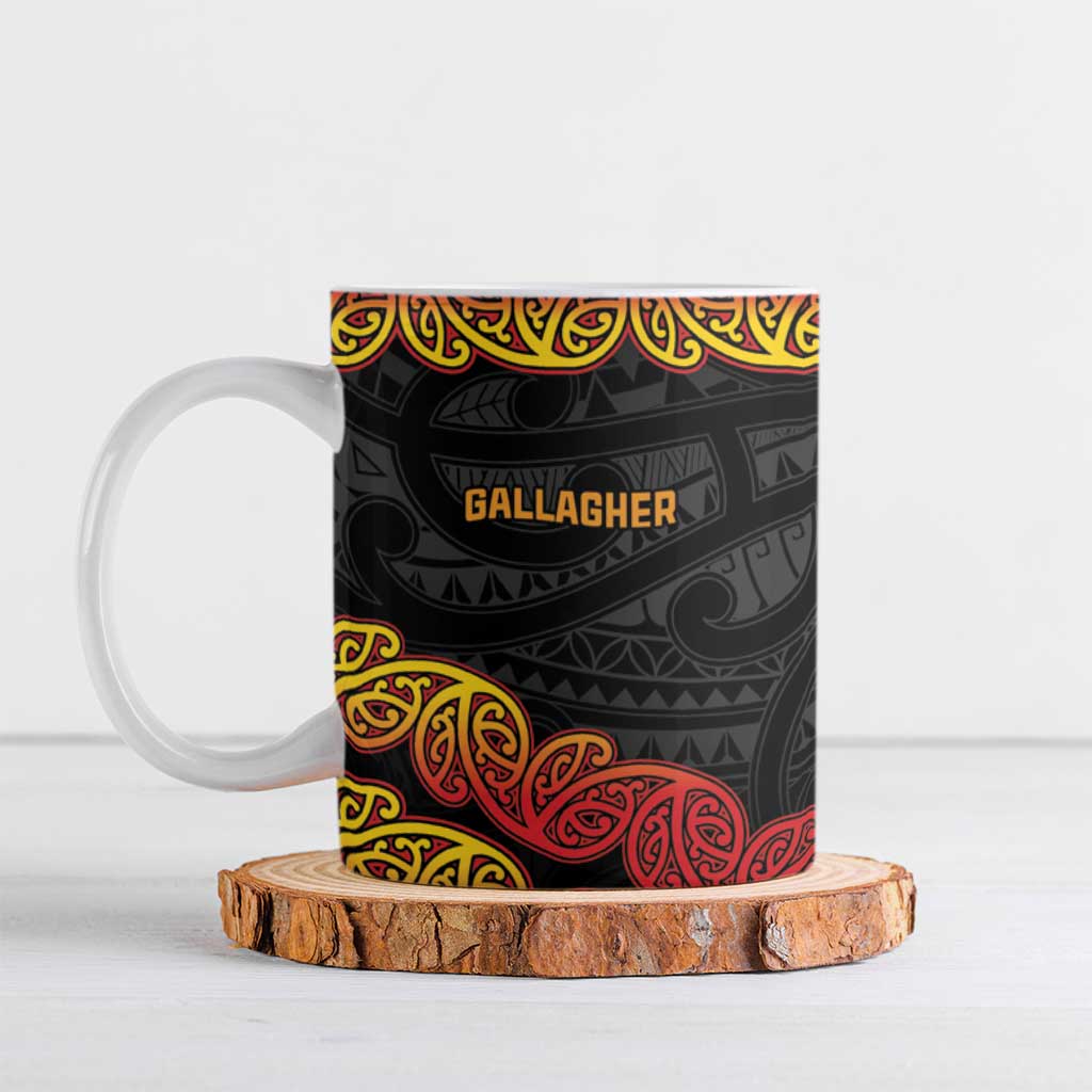 New Zealand Rugby Pacific Custom Ceramic Mug Rangatira Maori Kowhaiwhai Pattern - Aussie Hoodie