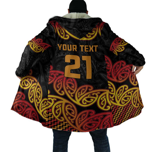 New Zealand Rugby Pacific Custom Cloak Rangatira Maori Kowhaiwhai Pattern - Aussie Hoodie