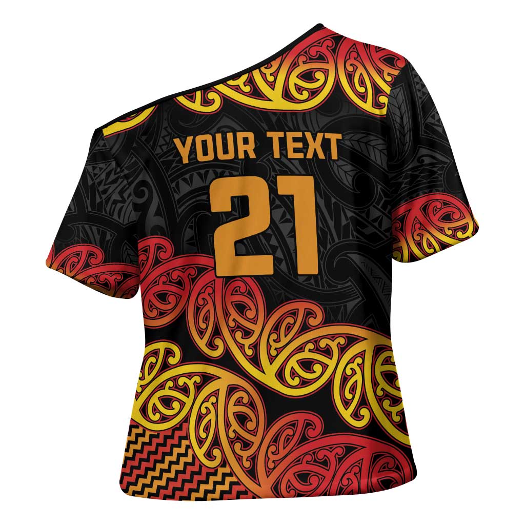 New Zealand Rugby Pacific Custom Cross Shoulder Shirt Rangatira Maori Kowhaiwhai Pattern - Aussie Hoodie