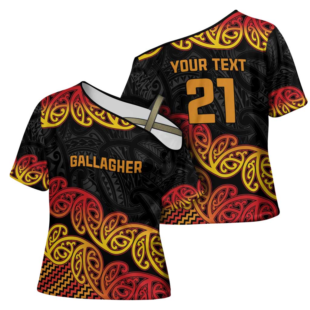 New Zealand Rugby Pacific Custom Cross Shoulder Shirt Rangatira Maori Kowhaiwhai Pattern - Aussie Hoodie