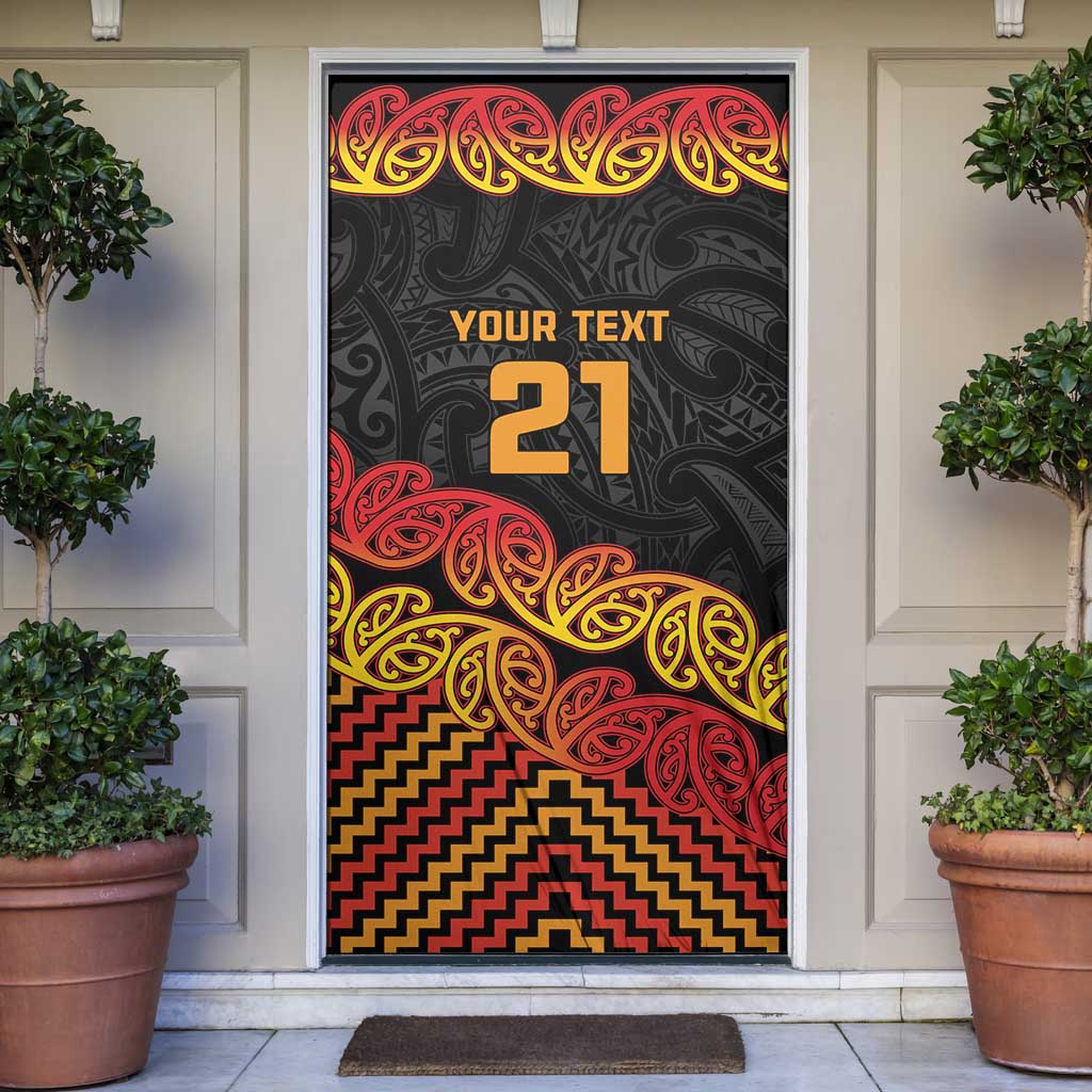 New Zealand Rugby Pacific Custom Door Cover Rangatira Maori Kowhaiwhai Pattern - Aussie Hoodie
