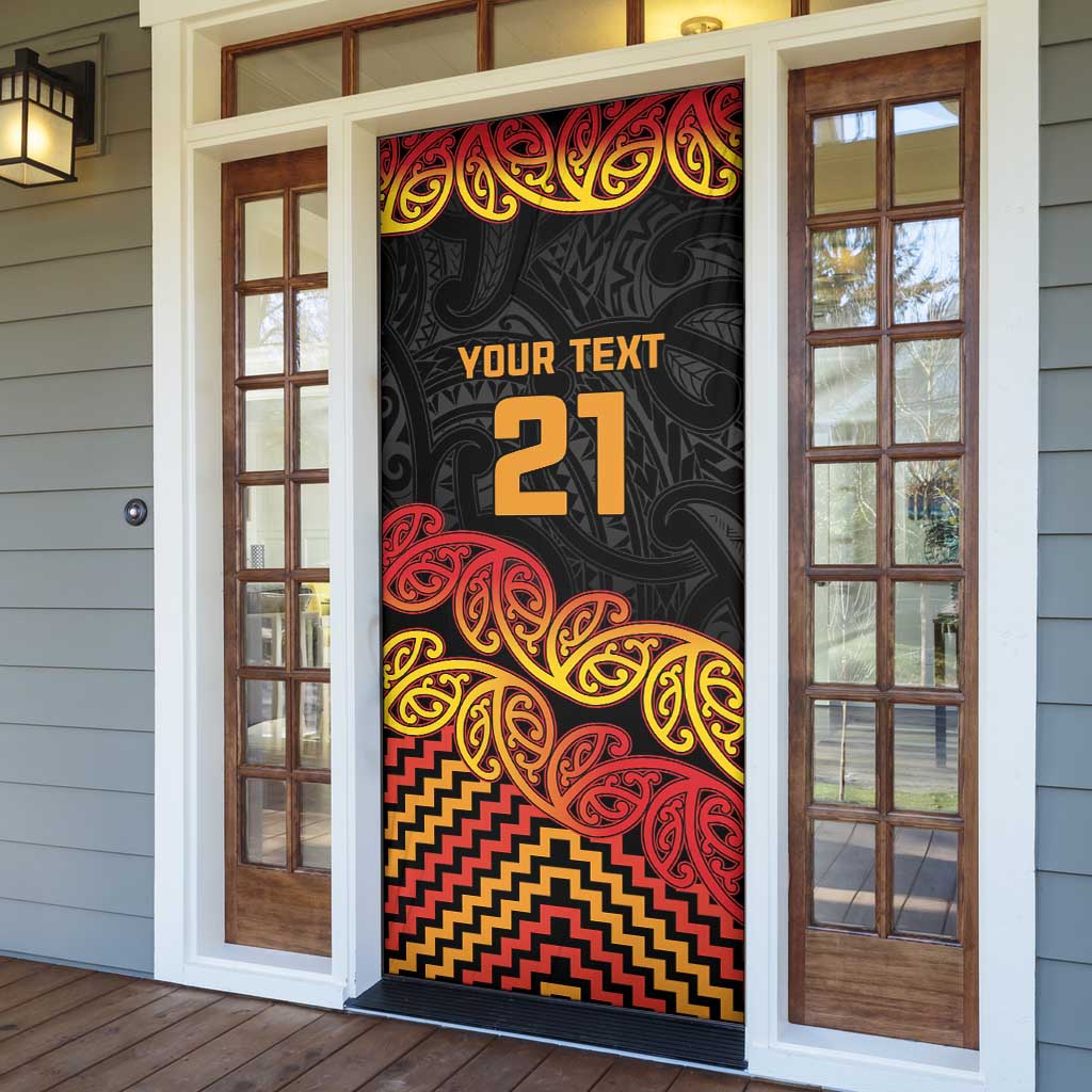 New Zealand Rugby Pacific Custom Door Cover Rangatira Maori Kowhaiwhai Pattern - Aussie Hoodie