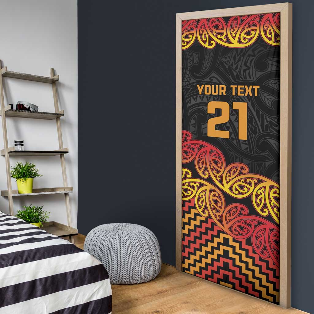 New Zealand Rugby Pacific Custom Door Cover Rangatira Maori Kowhaiwhai Pattern - Aussie Hoodie