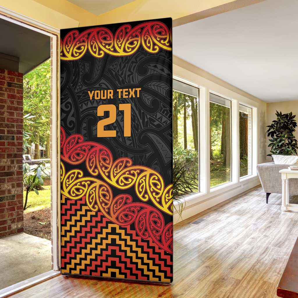 New Zealand Rugby Pacific Custom Door Cover Rangatira Maori Kowhaiwhai Pattern - Aussie Hoodie