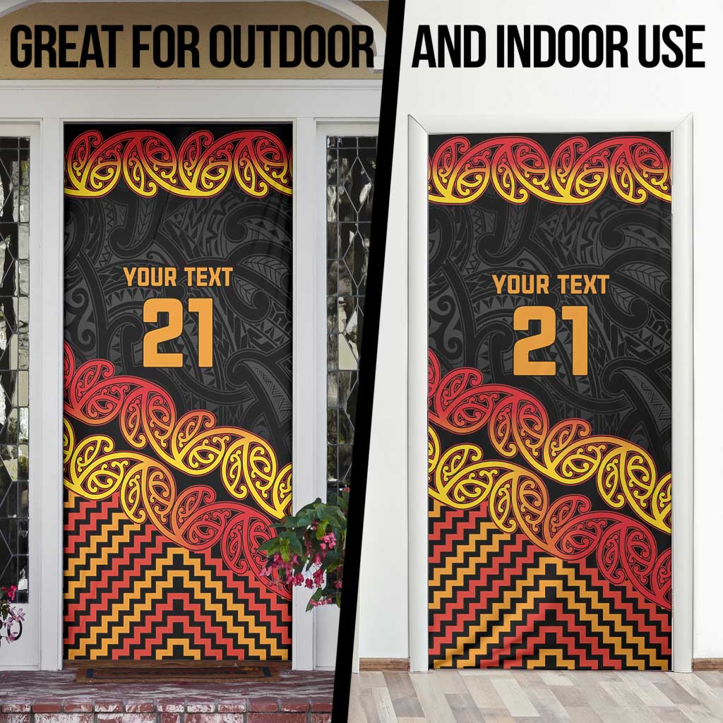 New Zealand Rugby Pacific Custom Door Cover Rangatira Maori Kowhaiwhai Pattern - Aussie Hoodie