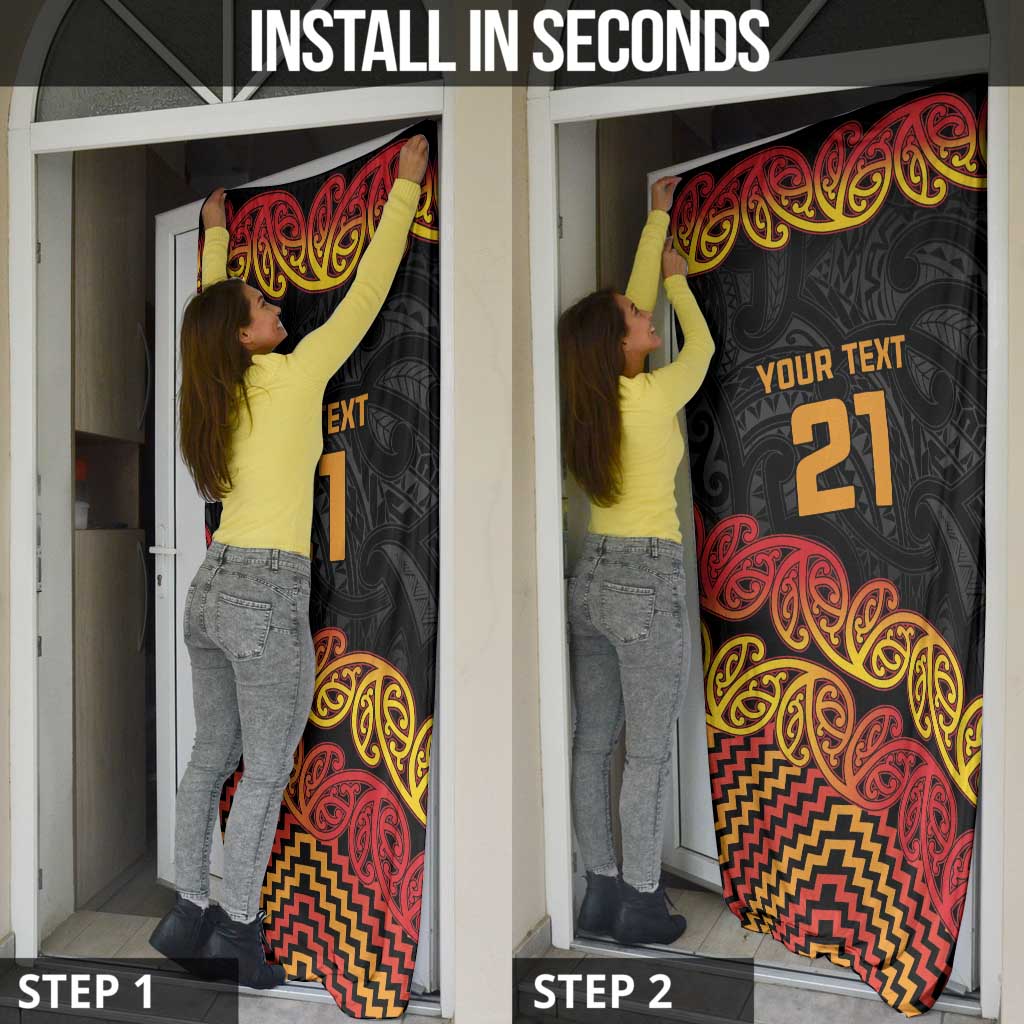 New Zealand Rugby Pacific Custom Door Cover Rangatira Maori Kowhaiwhai Pattern - Aussie Hoodie