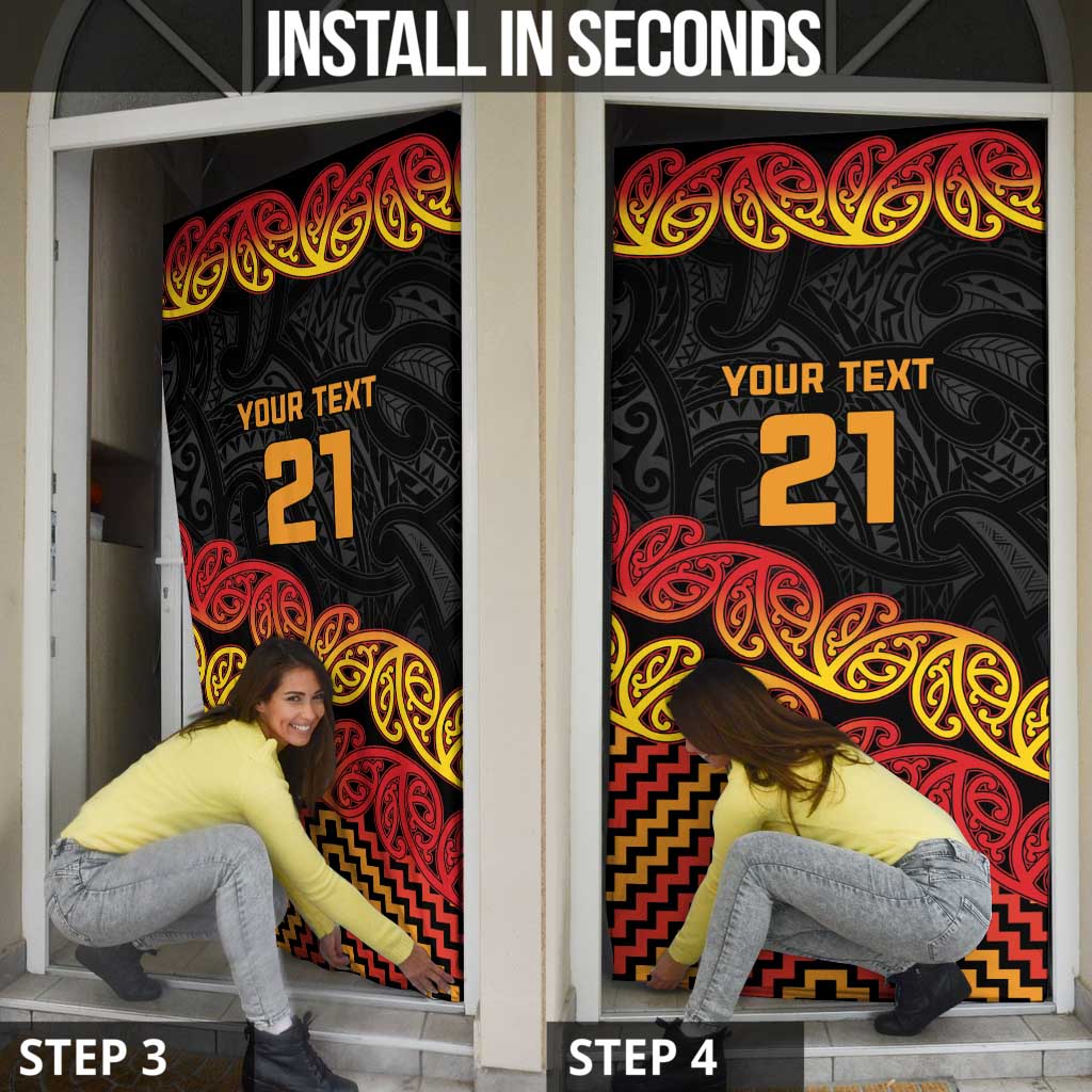 New Zealand Rugby Pacific Custom Door Cover Rangatira Maori Kowhaiwhai Pattern - Aussie Hoodie