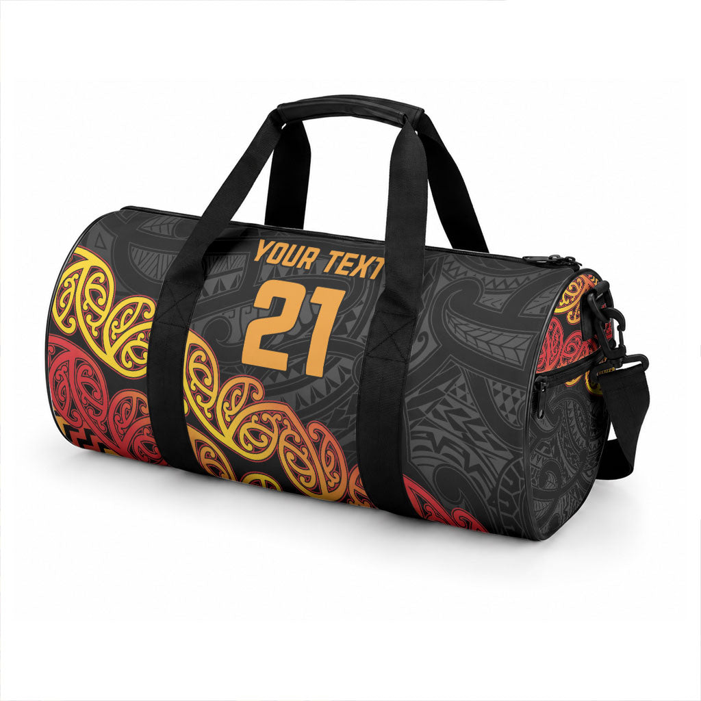 New Zealand Maori Rugby Pacific Custom Duffle Bag Rangatira Maori Kowhaiwhai Pattern