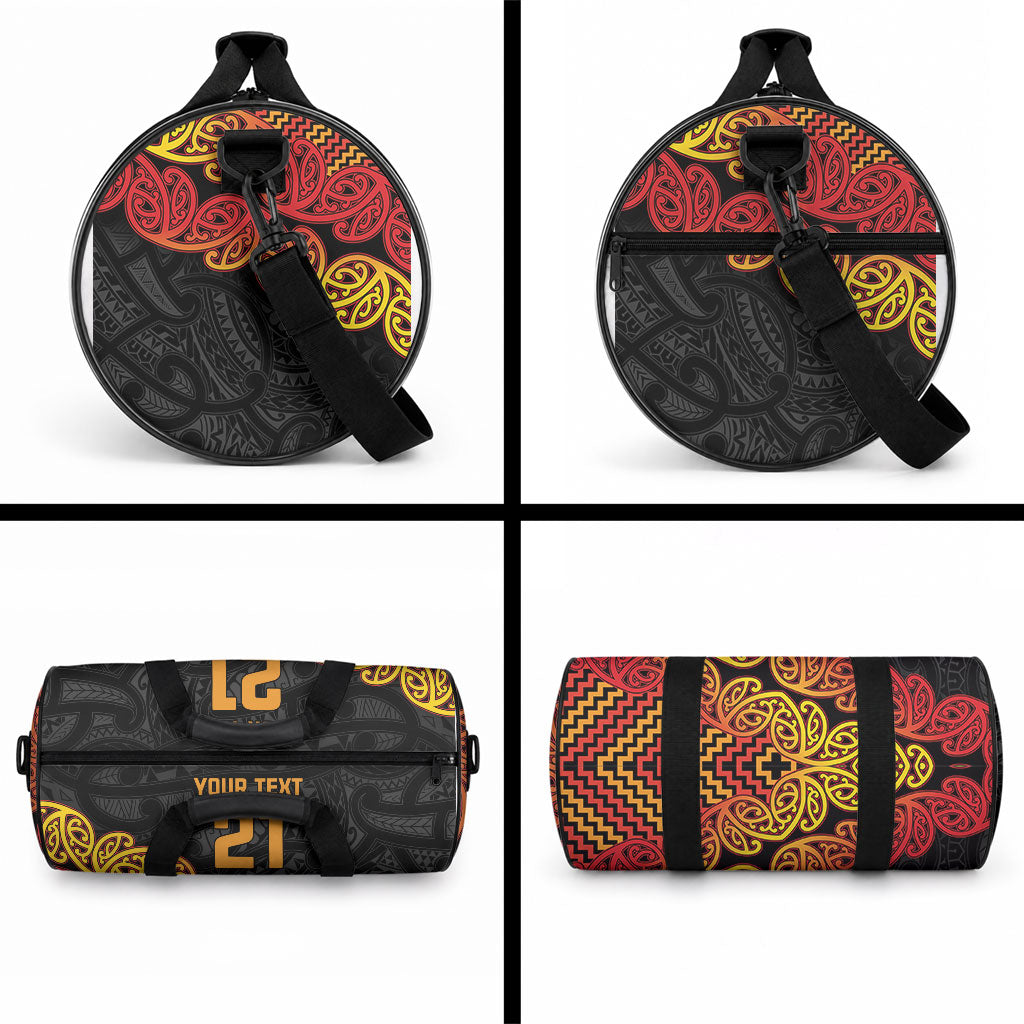 New Zealand Maori Rugby Pacific Custom Duffle Bag Rangatira Maori Kowhaiwhai Pattern