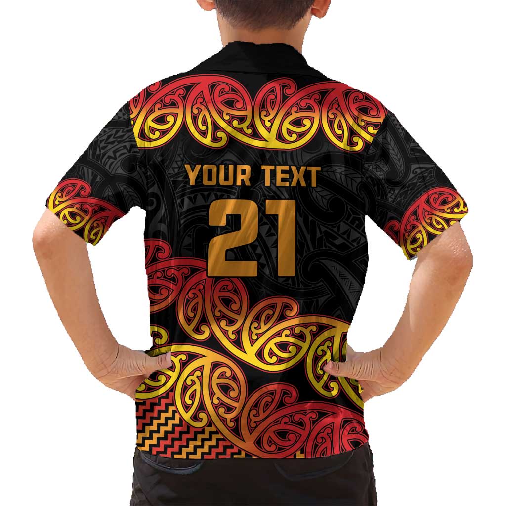 New Zealand Rugby Pacific Custom Family Matching Off Shoulder Short Dress and Hawaiian Shirt Rangatira Maori Kowhaiwhai Pattern