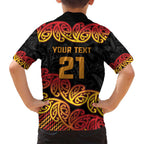New Zealand Rugby Pacific Custom Family Matching Off Shoulder Short Dress and Hawaiian Shirt Rangatira Maori Kowhaiwhai Pattern