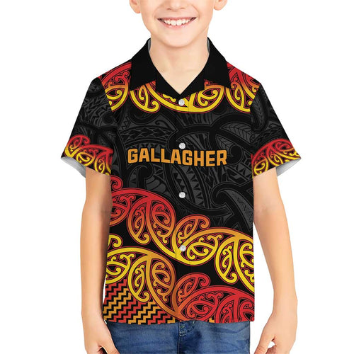 New Zealand Rugby Pacific Custom Kid Hawaiian Shirt Rangatira Maori Kowhaiwhai Pattern