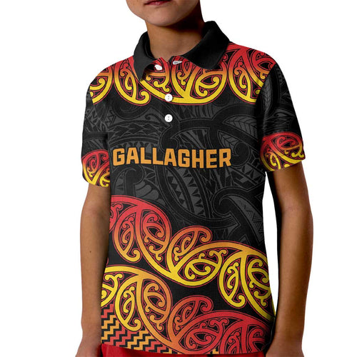 New Zealand Rugby Pacific Custom Kid Polo Shirt Rangatira Maori Kowhaiwhai Pattern