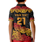 New Zealand Rugby Pacific Custom Kid Polo Shirt Rangatira Maori Kowhaiwhai Pattern