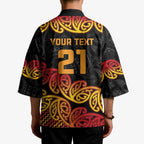 New Zealand Rugby Pacific Custom Kimono Rangatira Maori Kowhaiwhai Pattern - Aussie Hoodie