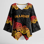 New Zealand Rugby Pacific Custom Kimono Sleeve Blouse Rangatira Maori Kowhaiwhai Pattern - Aussie Hoodie