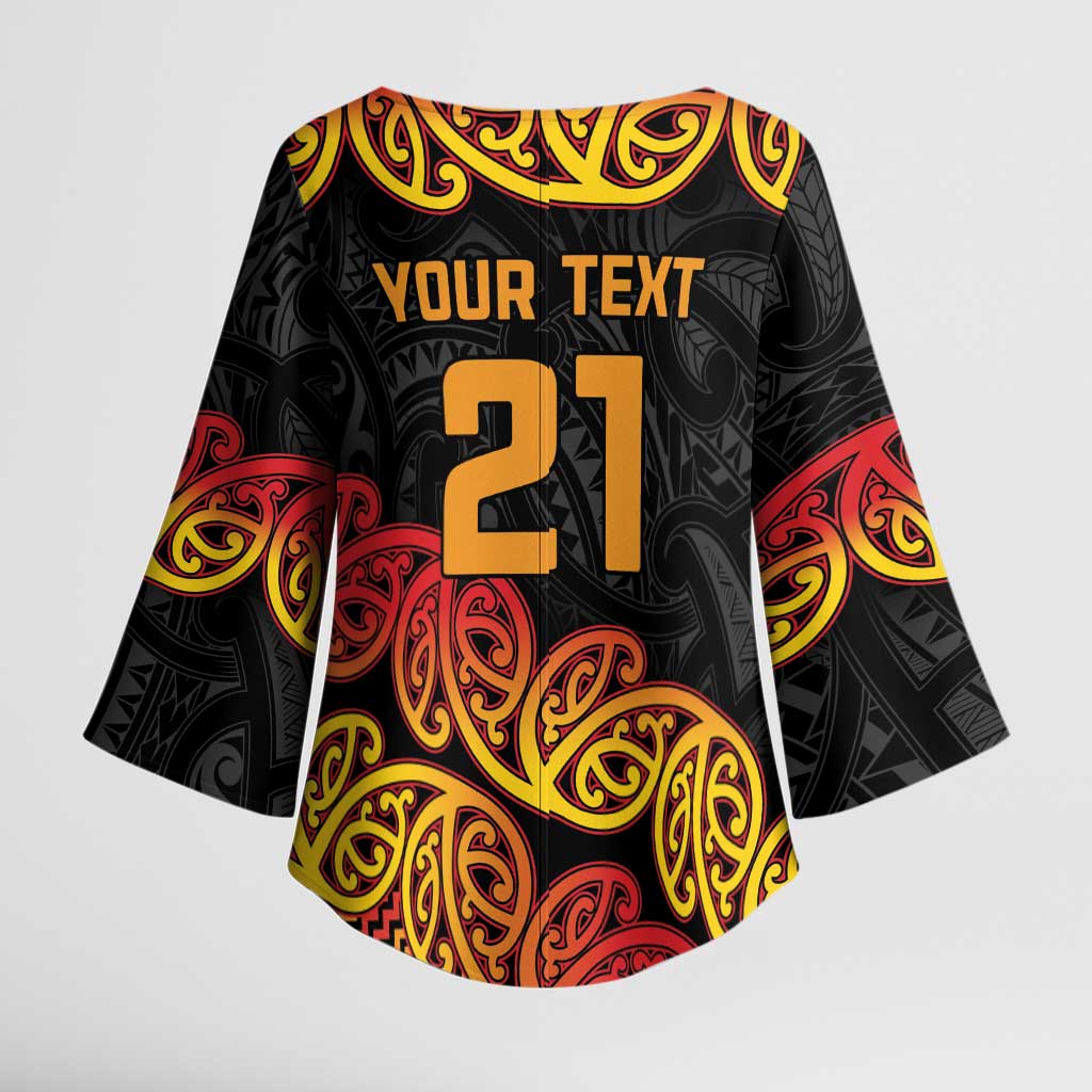 New Zealand Rugby Pacific Custom Kimono Sleeve Blouse Rangatira Maori Kowhaiwhai Pattern - Aussie Hoodie