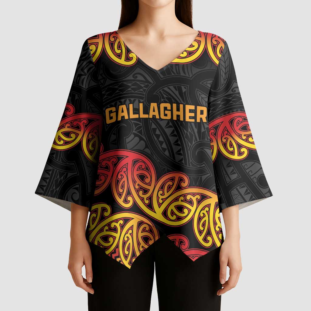 New Zealand Rugby Pacific Custom Kimono Sleeve Blouse Rangatira Maori Kowhaiwhai Pattern - Aussie Hoodie