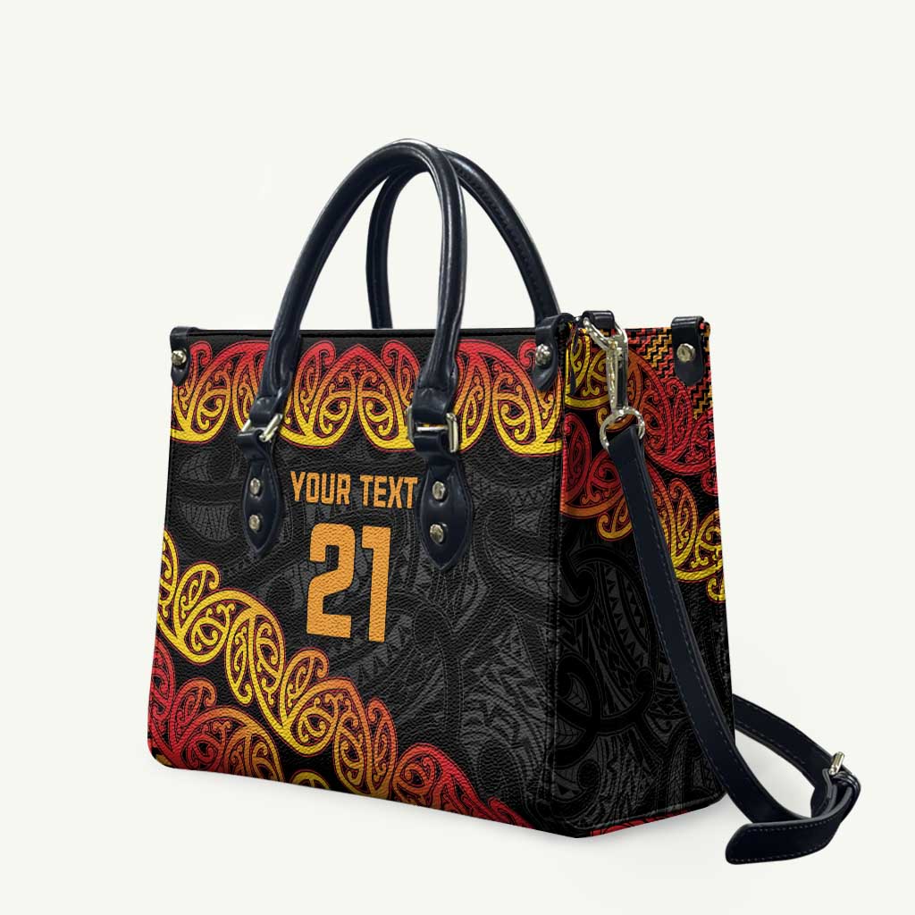 New Zealand Rugby Pacific Custom Leather Bag Rangatira Maori Kowhaiwhai Pattern - Aussie Hoodie