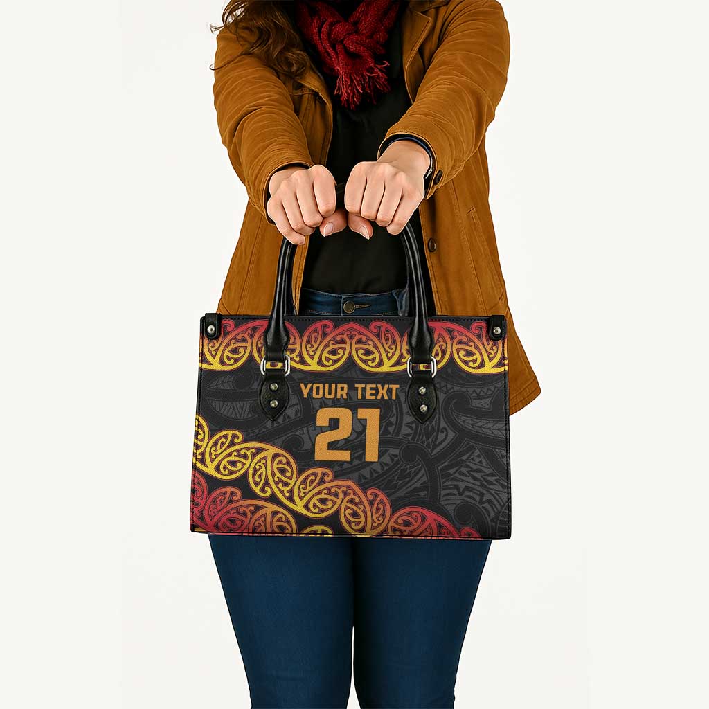 New Zealand Rugby Pacific Custom Leather Bag Rangatira Maori Kowhaiwhai Pattern - Aussie Hoodie
