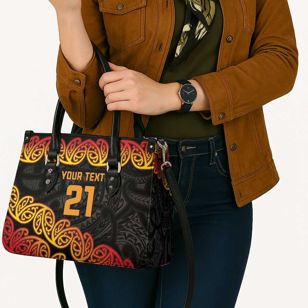 New Zealand Rugby Pacific Custom Leather Bag Rangatira Maori Kowhaiwhai Pattern - Aussie Hoodie