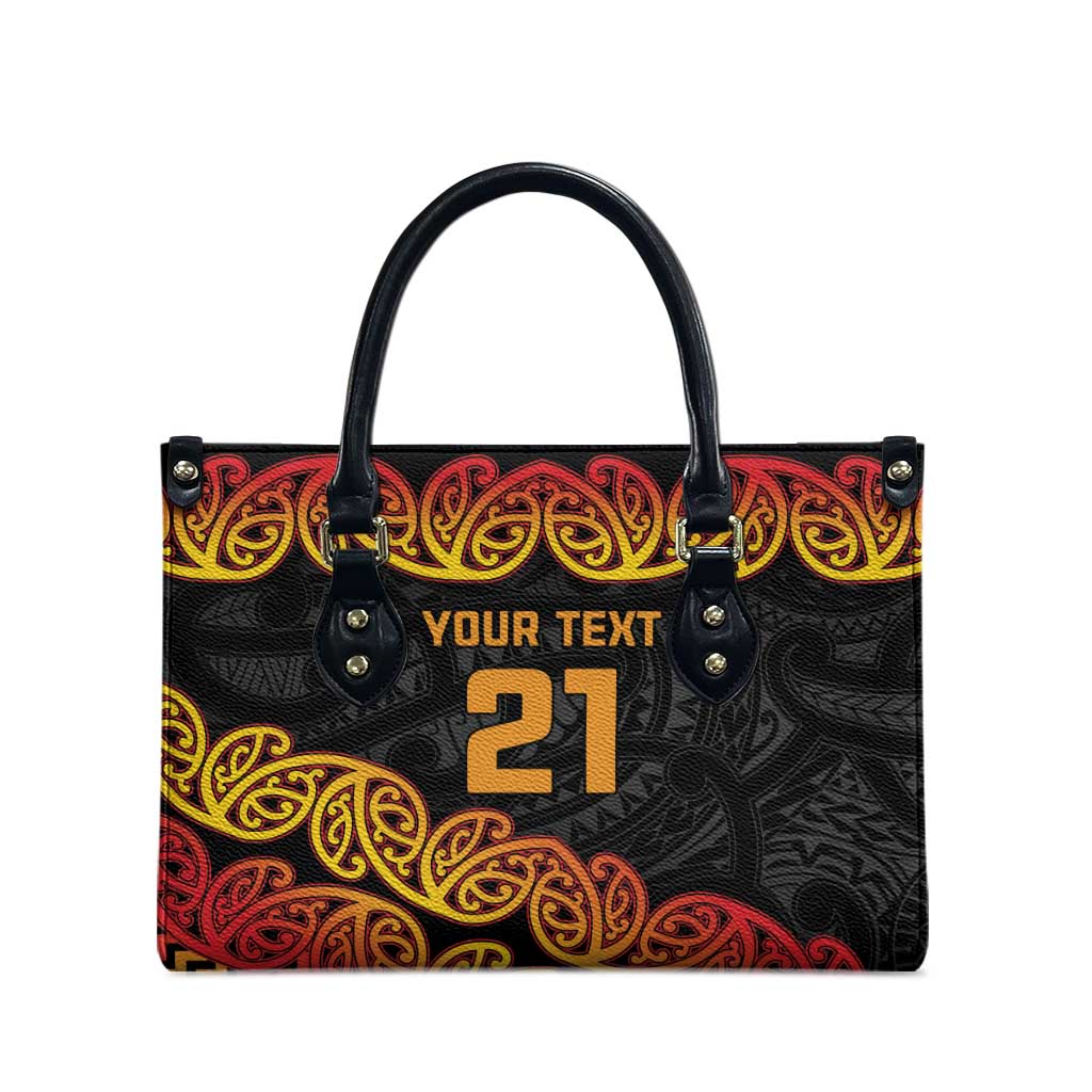 New Zealand Rugby Pacific Custom Leather Bag Rangatira Maori Kowhaiwhai Pattern - Aussie Hoodie