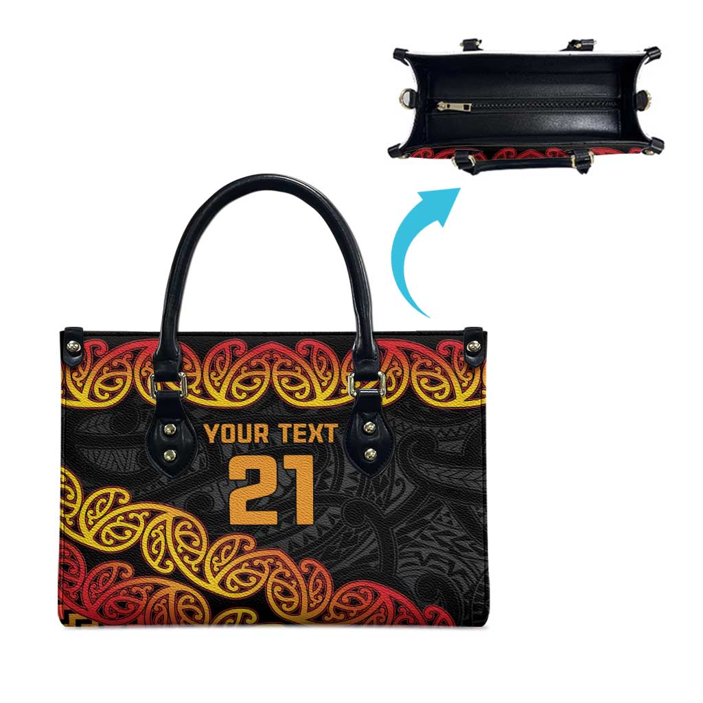 New Zealand Rugby Pacific Custom Leather Bag Rangatira Maori Kowhaiwhai Pattern - Aussie Hoodie