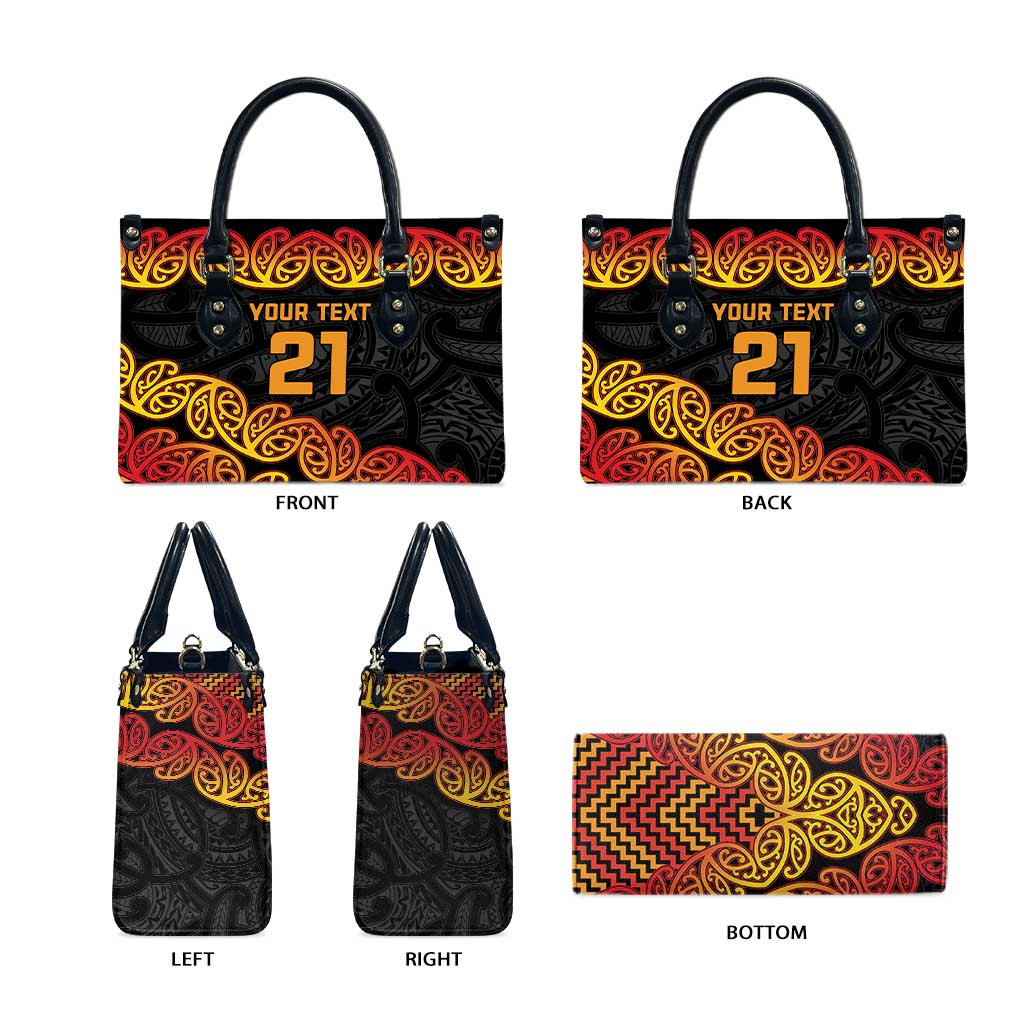 New Zealand Rugby Pacific Custom Leather Bag Rangatira Maori Kowhaiwhai Pattern - Aussie Hoodie