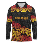 New Zealand Rugby Pacific Custom Long Sleeve Polo Shirt Rangatira Maori Kowhaiwhai Pattern