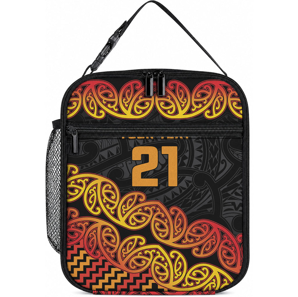 New Zealand Maori Rugby Pacific Custom Lunch Bag Rangatira Maori Kowhaiwhai Pattern