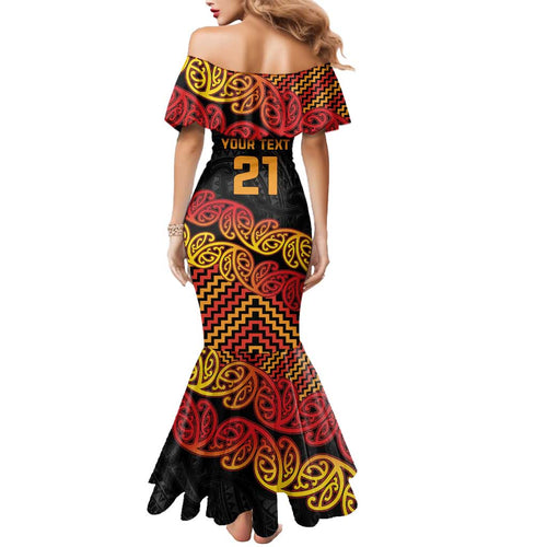 New Zealand Rugby Pacific Custom Mermaid Dress Rangatira Maori Kowhaiwhai Pattern