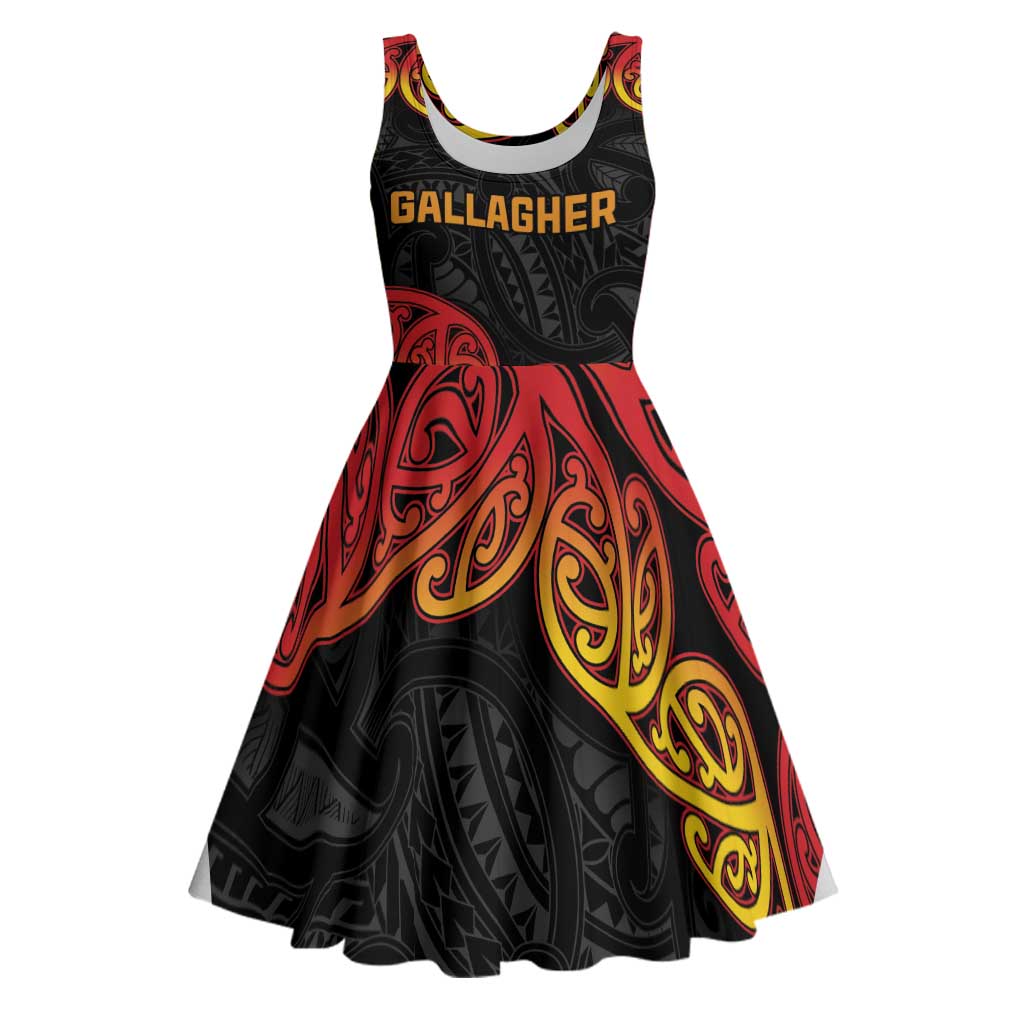 New Zealand Rugby Pacific Custom Midi Dress Rangatira Maori Kowhaiwhai Pattern - Aussie Hoodie