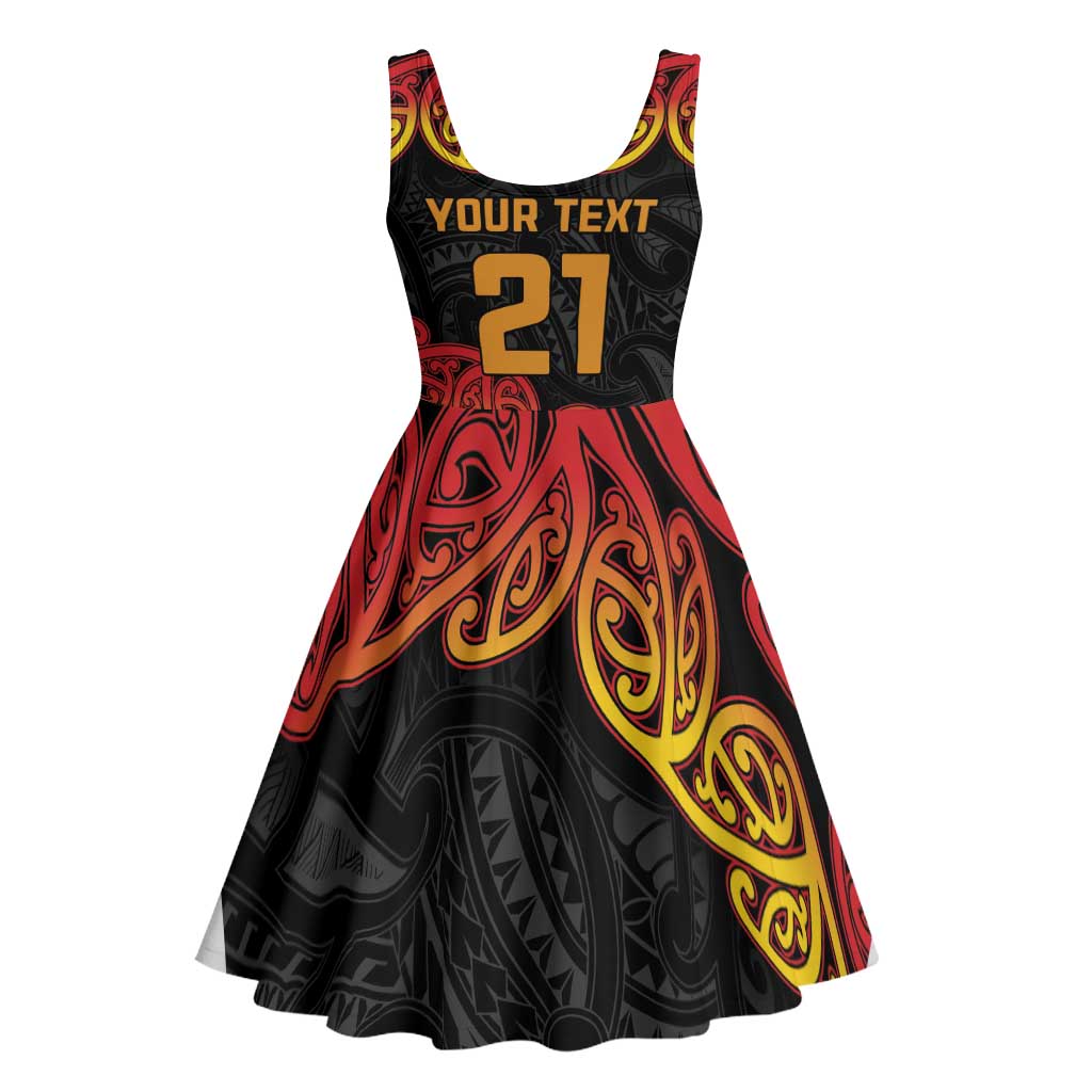 New Zealand Rugby Pacific Custom Midi Dress Rangatira Maori Kowhaiwhai Pattern - Aussie Hoodie