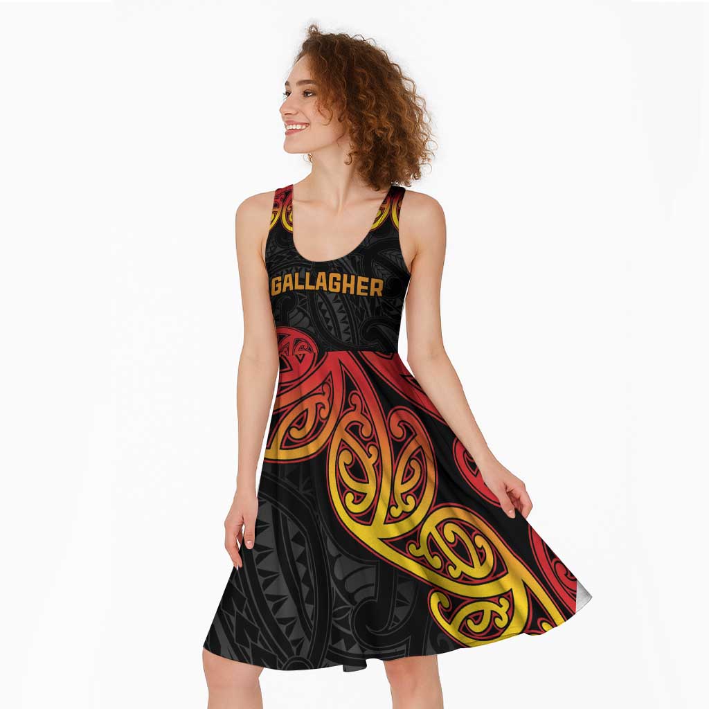 New Zealand Rugby Pacific Custom Midi Dress Rangatira Maori Kowhaiwhai Pattern - Aussie Hoodie