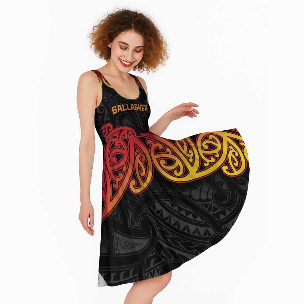 New Zealand Rugby Pacific Custom Midi Dress Rangatira Maori Kowhaiwhai Pattern - Aussie Hoodie