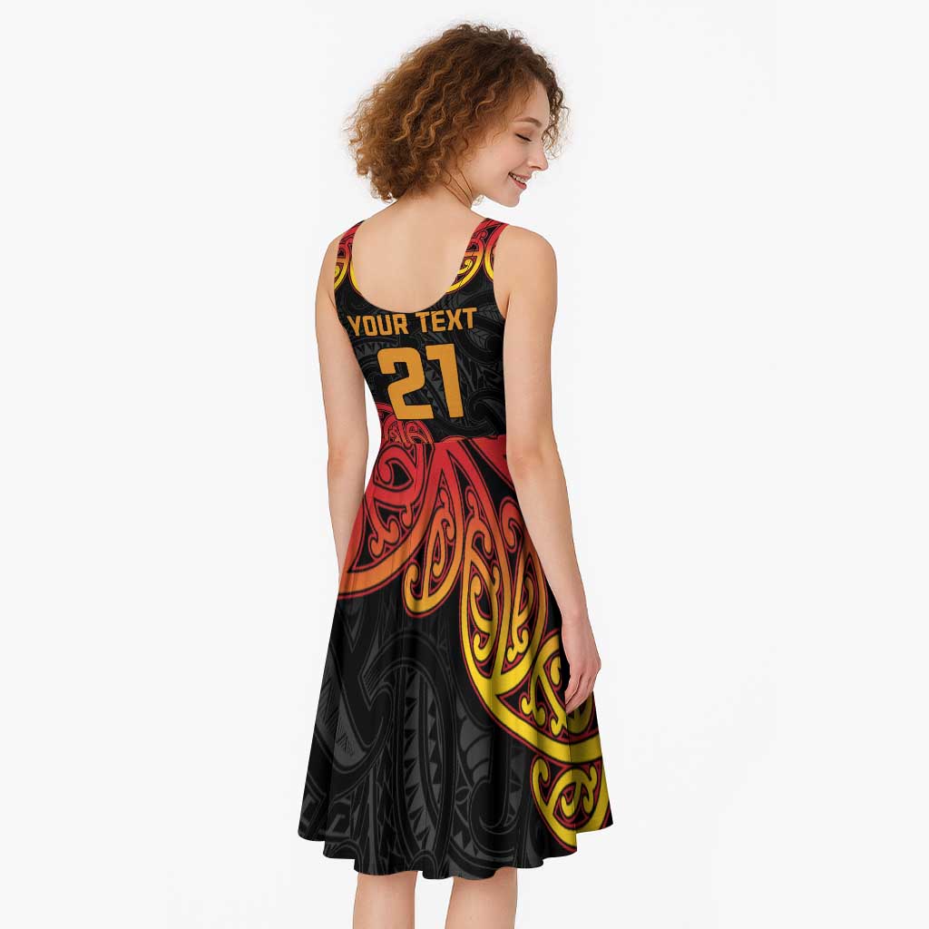 New Zealand Rugby Pacific Custom Midi Dress Rangatira Maori Kowhaiwhai Pattern - Aussie Hoodie