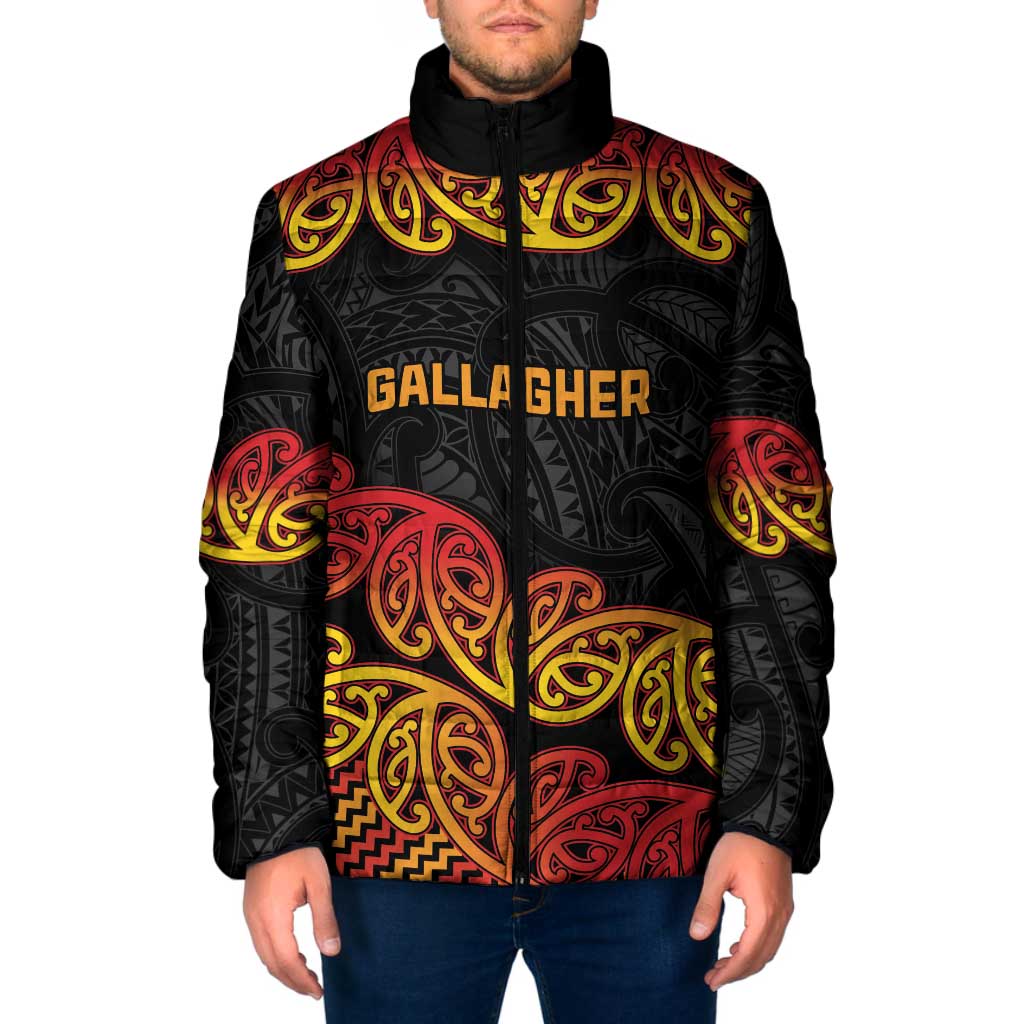 New Zealand Rugby Pacific Custom Padded Jacket Rangatira Maori Kowhaiwhai Pattern - Aussie Hoodie