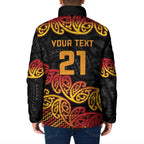 New Zealand Rugby Pacific Custom Padded Jacket Rangatira Maori Kowhaiwhai Pattern - Aussie Hoodie