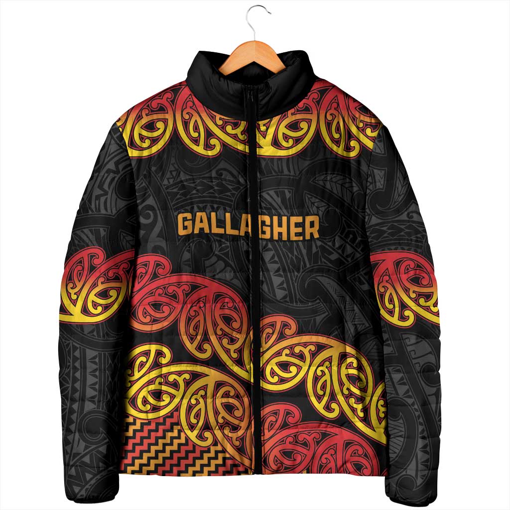New Zealand Rugby Pacific Custom Padded Jacket Rangatira Maori Kowhaiwhai Pattern - Aussie Hoodie