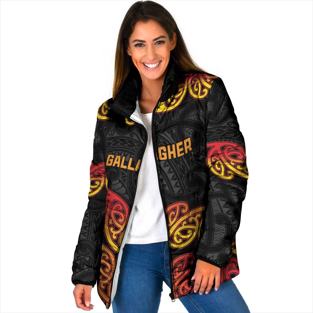 New Zealand Rugby Pacific Custom Padded Jacket Rangatira Maori Kowhaiwhai Pattern - Aussie Hoodie