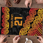 New Zealand Rugby Pacific Custom Puzzle Rangatira Maori Kowhaiwhai Pattern - Aussie Hoodie
