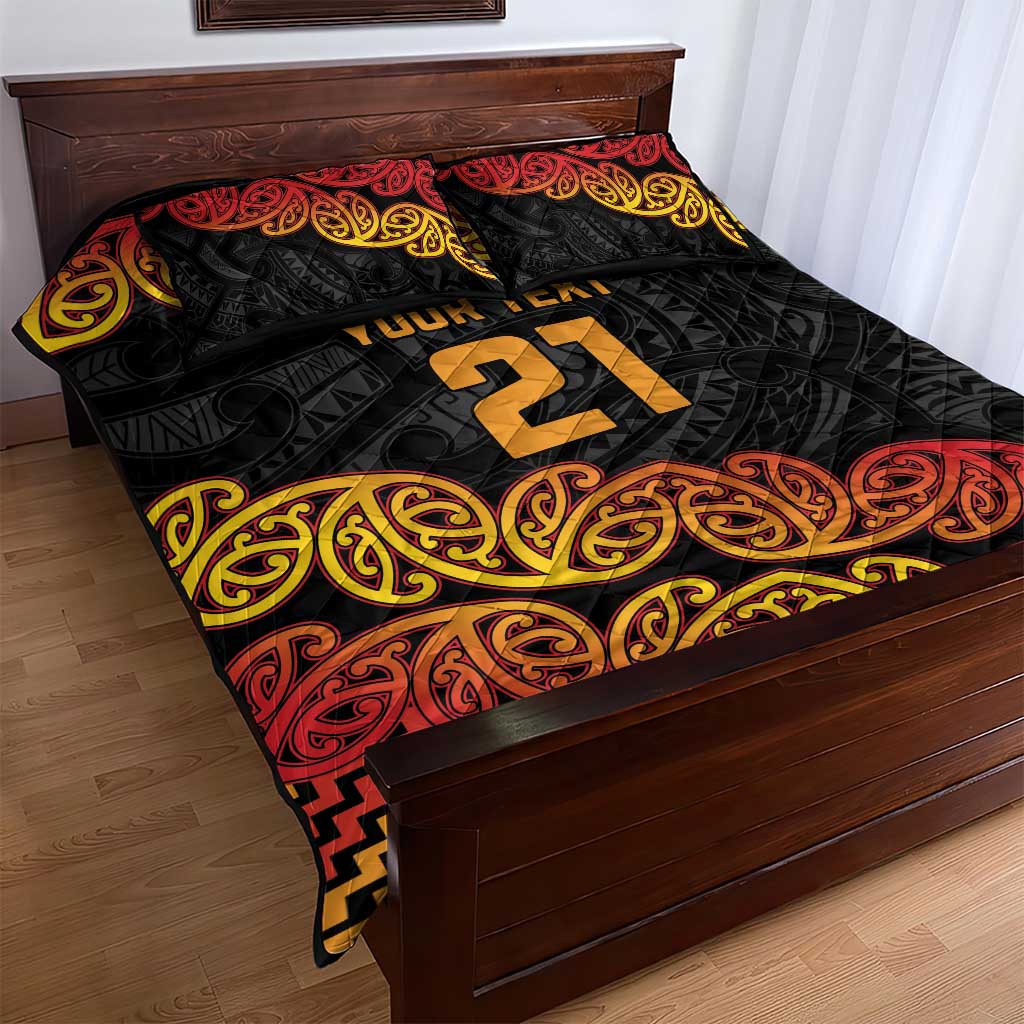 New Zealand Rugby Pacific Custom Quilt Bed Set Rangatira Maori Kowhaiwhai Pattern