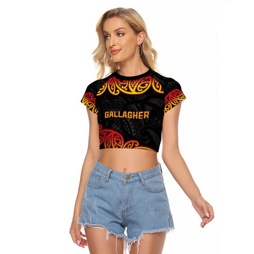 New Zealand Rugby Pacific Custom Raglan Cropped T Shirt Rangatira Maori Kowhaiwhai Pattern